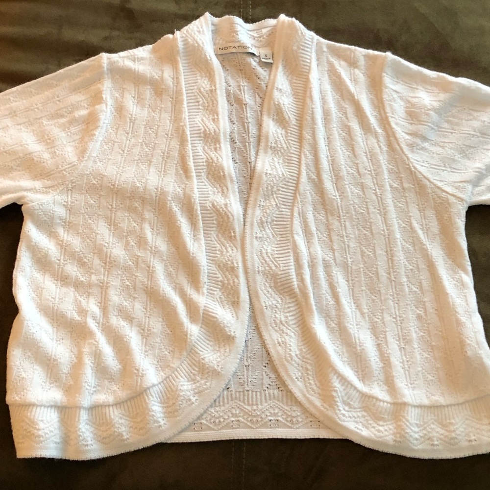 White cardigan 3/4 length sleeves